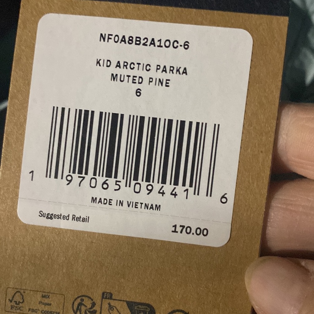 The North Face Kid Artic Parka in Muted Pine.$170.Unisex.Waterproof - Picture 8 of 9